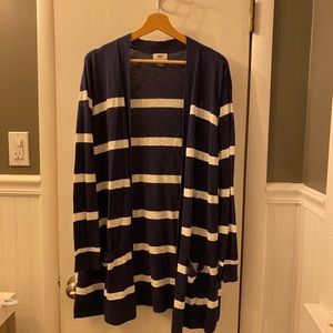 Old navy blue and white stripe cardigan XXL
